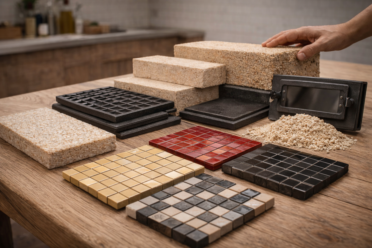 Showroom mit Pizzaöfen und Materialien